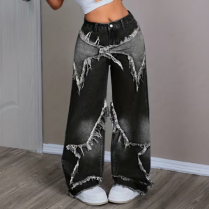 Women's Wide Leg Pants with Fringe Hem
