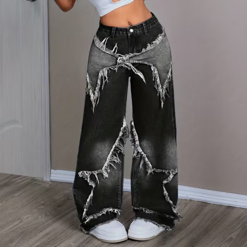 Women's Wide Leg Pants with Fringe Hem